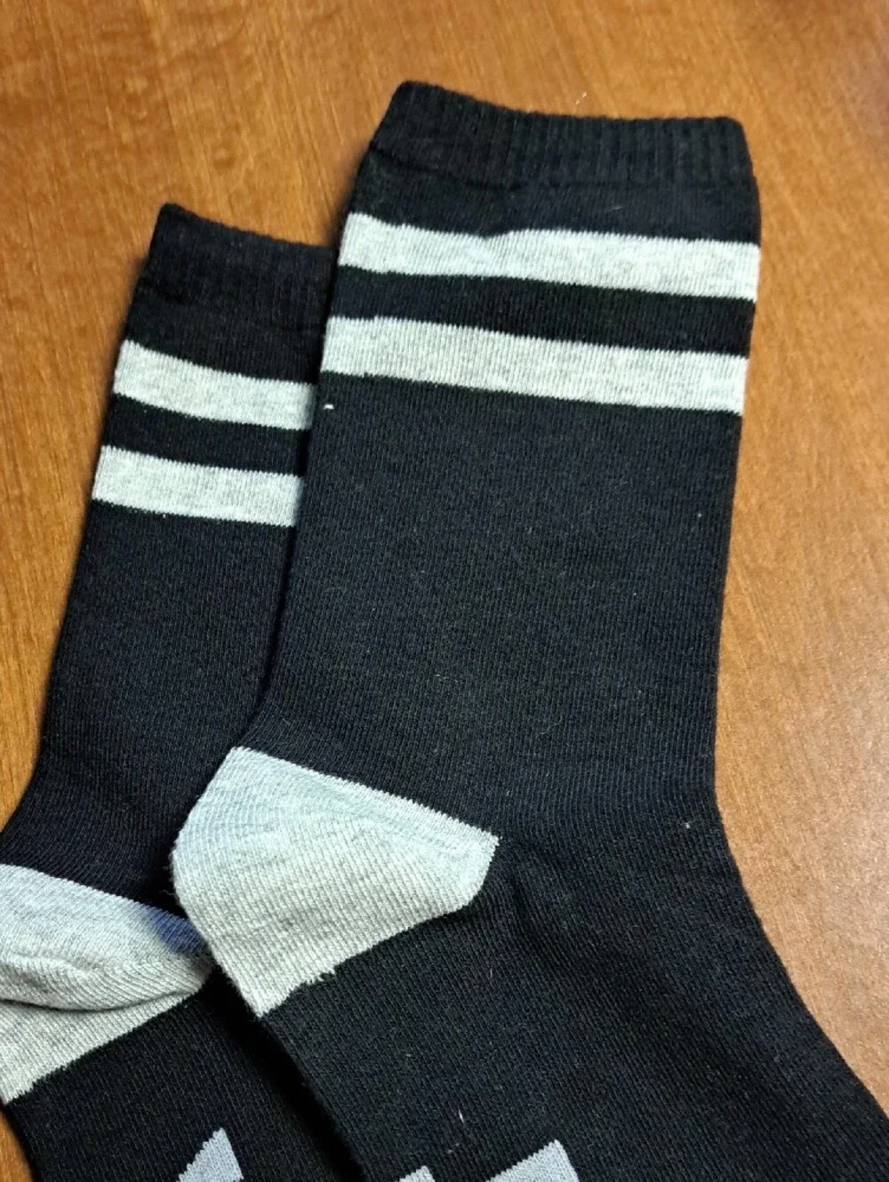Black & Gray Athletic Crew Socks with Graphic Text